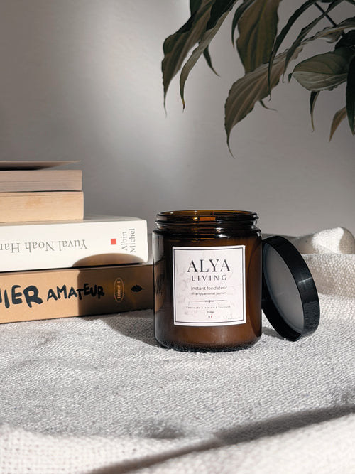 Bougie parfum de grasse faite main made in France frangipanier jasmin alya living