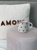 Tasse céramique coeurs rouges cocooning