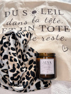 coffret alya lving bougie parfumée parfum de grasse main made in France tote bag coton foulard coton